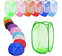 WARESHARK Laundry Bag Pop Up Washing Foldable Laundry Basket Bag Mesh Hamper Storage Storage Organiser Organizer for Laundry Room, Bathroom, Kids Room, College Dorm or Travel (Green)