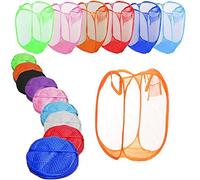 WARESHARK Laundry Bag Pop Up Washing Foldable Laundry Basket Bag Mesh Hamper Storage Storage Organiser Organizer for Laundry Room, Bathroom, Kids Room, College Dorm or Travel (Orange)