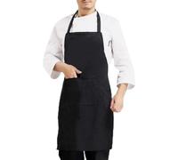 WARESHARK Pack of 1 Black Unisex Kitchen Apron Stain Resistant Large Waterproof Apron with Pocket Cooking Aprons for Baking BBQ Serving