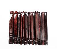 WARESHIRE Rosewood Premium Crochet Hooks Set of 15 Ergonomic Soft Grip Handle Handmade Wooden Knitting Needles for Crocheting Yarn for Arthritic Hands | Engraved Size (Set of 15-3.5mm to 25mm)