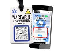 Warfarin Card, Emergency Medical ID Smartcard, Includes Lanyard, for Man Woman Taking Anticoagulant Blood Thinners