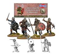Wargames Delivered 28mm Early Saxon Unarmoured Warriors, 36 Hard Plastic Dark Age Miniatures with Customizable Weapons, Shields & Heads - Historical Miniature Wargaming Action Figures