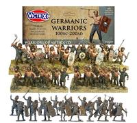 Wargames Delivered - Victrix 28mm Germanic Warriors Miniatures with Bonus Miniature STL Download - 60 Detailed Plastic Figures, Weapons & Shields, Historical Miniature Wargaming, RPGs, Tabletop Battle