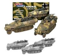 Wargames Delivered - Victrix Hanomag 251/D with Bonus Miniature STL Download - 12mm 6 German WWII Half-Tracks with Panzer Grenadier Crew, Stowage & Decals - Ideal for Tabletop Wargaming