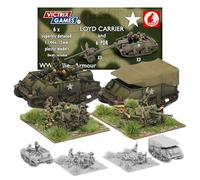 Wargames Delivered - Victrix Loyd Carrier & 6-Pounder Anti-Tank Gun 12mm WWII Set - Includes 3 Guns, 3 Carriers, Airborne & Standard Crews, Stowage & Canopy