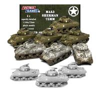 Wargames Delivered - Victrix Sherman M4A3 75mm Tank Set with Bonus Miniature STL Download - 6 Highly Detailed 12mm/1:144 Scale WWII Miniatures - Durable Plastic Action Figure Kit for Wargaming