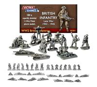 Wargames Delivered - Victrix WWII British Infantry Late War 1943-1945 Set, 184 Highly Detailed 1:144 Scale Miniatures with PIATs, Vickers MGS & Bren Guns