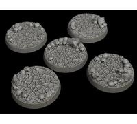 Wargaming Miniature Bases, 32mm Cracked Earth with Skulls, 3D Printed Resin, Pack of 5