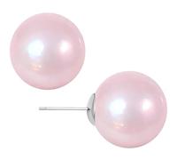 WARIDAR 8mm 10mm 12mm Warm Pale Pink Shiny Pearl Stud Earrings S925 Silver Hypoallergenic Rich Radiance Round Pearl Minimalist Stud Earrings Luxurious Timeless Meaningful, Small, Silver, Faux pearls