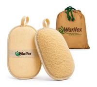 Waritex Egyptian Loofah Exfoliating Body Scrubber with Hand Strap, Oval Shower Pads Made from Natural Egyptian Loofah Fibers, Gentle Cleansing for Face and Body, for Men and Women 2 Count (1 Pack)