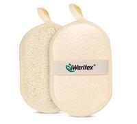 Waritex Egyptian Loofah Exfoliating Body Scrubber with Hand Strap, Oval Shower Pads Made from Natural Egyptian Loofah Fibers, Gentle Cleansing for Face and Body, for Men and Women 2 Count (1 Pack)