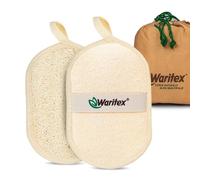 Waritex Egyptian Loofah Exfoliating Body Scrubber with Hand Strap, Oval Shower Pads Made from Natural Egyptian Loofah Fibers, Gentle Cleansing for Face and Body, for Men and Women 2 Count (1 Pack)