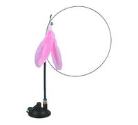warkul Suction Cup Cat Teaser Stick Toy Creative Interactive Boredom Relief Feather Wand Toy Self-amusing Pet Supplies for Indoor Cats