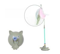 warkul Suction Cup Cat Teaser Toy Flexible Steel Wire Cat Wand Feather Toy Press Lock Interactive Play Stick Toy for Home Cats