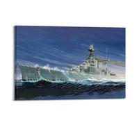 WARL WW1 Vintage Battleship Poster HMS Hood Decorative Painting Canvas Art Picture 12x18inch(30x45cm)