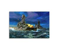 WARL WW2 Vintage Battleship Poster 1944 Leyte Gulf Fuso Yamashiro Decorative Painting Canvas Art Picture 12x18inch(30x45cm)
