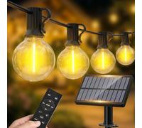 Warlisou Solar-String-Lights-Outdoor-Garden - 20+2 Bulbs G40 String Lights Outdoor Festoon - Remote Control 12M Garden Light Outside Solar Powered Waterproof Led