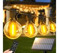 Warlisou Solar-String-Lights-Outdoor-Garden - G40 45.9ft String Lights Outdoor Festoon - Remote Control 14M Garden Light Outside Solar Powered Waterproof Led - Patio Party Gazebo Weding