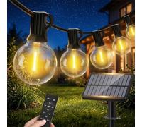 Warlisou Solar-String-Lights-Outdoor-Garden - G40 String Lights Outdoor Festoon - Remote Control 10M Garden Light Outside Solar Powered Waterproof Led - Patio Party Gazebo Weding 15+1 Bulbs