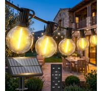Warlisou Solar-String-Lights-Outdoor-Garden - G40 String Lights Outdoor Festoon - Remote Control 12M Garden Light Outside Solar Powered Waterproof Led - Patio Party Gazebo Weding 18+2 Bulbs