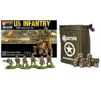Warlord Games US Army Infantry Platoon and Allied Star Dice & Bag - 28mm Scale Plastic Miniatures for Bolt Action Highly Detailed World War 2 Miniatures