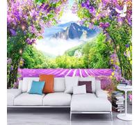 Warm and Beautiful Lavender Sea Big Hill Forest 3D Wallpaper Silky Texture Home Study Office Grey Dining Room Sofa Bedroom Living Room TV Backdrop-150cm×105cm