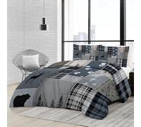 Warm and Cosy Double 200×200 cm Duvet Quilt - Reversible Farmhouse Style Patchwork Plaid Bedding with Matching Shams, Hypoallergenic and Machine Washable - Home Decor for All Seasons, Colorful