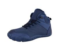 Warm and water-repellent barefoot shoes, unisex, ergonomic snow boots with wide toe, barefoot shoes, men's winter, waterproof barefoot shoes, hiking shoes, lined winter shoes, ankle boots, blue, 11 UK