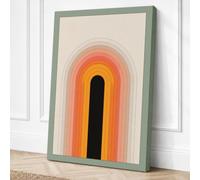 Warm Arch Form Geometric Canvas Wall Art Print 18x12 Inch