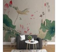 Warm Beautiful Colourful Lotus Flowers Lotus Leaves Flying Birds 3D Wallpaper Silky Texture Home Study Office Grey Dining Room Sofa Bedroom Living Room TV Backdrop-250cm×170cm