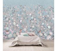 Warm Beautiful Colourful Plants Flowers Flying Birds 3D Wallpaper Silky Texture Home Study Office Grey Dining Room Sofa Bedroom Living Room TV Backdrop-200cm×140cm