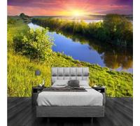 Warm Beautiful Morning Sunshine Garden River 3D Wallpaper Luxury Silk Study Dining Feature Sofa Grey Bedroom Living Room Tv Decorative Wall-150cm×105cm