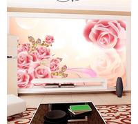 Warm Beautiful Pink Flowers Roses 3D Wallpaper Easy Install Feature Office Living Room Sofa Bedroom TV Background Wall Decoration-250cm×170cm