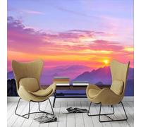 Warm Beautiful Pink Seaside Sunset Landscape Modern 3D Wallpaper Premium Textured Silk Neutral Tones Material Ideal for Living Room Bedroom-400cm×280cm