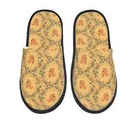 Warm Bedroom Socks Shoe Exotic Cute Cartoon Squirrel Lined House Shoes Ultralight Indoor Bedroom Slippers For Travel, Spa, Guest L