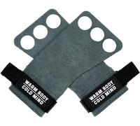 WARM BODY COLD MIND Leather Hand Grips - 3 Finger, for Weightlifting, Gymnastics, Crossfit, Functional Training, Pull-Up Gloves, with Full Palm/Hand Protection to (Basic, Graphite, S)