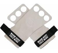 WARM BODY COLD MIND Leather Hand Grips - 3 Finger, for Weightlifting, Gymnastics, Crossfit, Functional Training, Pull-Up Gloves, with Full Palm/Hand Protection to (Basic, White, S)