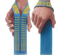WARM BODY COLD MIND V1 Lifting Wrist Straps for Olympic Weightlifting, Rated at 660 lb, for Weight Lifting Bodybuilding Powerlifting Deadlift Gym Fitness Crossfit, Heavy Duty (Blue/Yellow)
