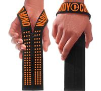 WARM BODY COLD MIND V1 Lifting Wrist Straps for Olympic Weightlifting, Rated at 660 lb, for Weight Lifting Bodybuilding Powerlifting Deadlift Gym Fitness Crossfit, Heavy Duty (Black/Orange)
