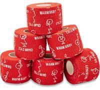 WARM BODY COLD MIND Weight Lifting Thumb Tape - Hook Grip Tape for Crossfit, Weightlifting Powerlifting Deadlift, Sticky & Stretchy Athletic Grip Tape (6 Rolls Red, 19ft x 1.85in)