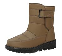 Warm Boots For Women Uk Wide Fit, Women Boots Mid Calf, Basic Slip On Winter Boot, Casual Round Toe Booties Solid Color Waterproof Hiking Boot Cozy Plush Lined Shoes