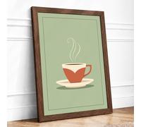 Warm Brew Minimalist Framed Wall Art Print A1 Walnut