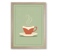 Warm Brew Minimalist Framed Wall Art Print A3 (42×29.7cm) Oak, Wall Decor for Living Room, Bedroom, Office & Home, Ready to Hang, Art Gift