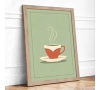 Warm Brew Minimalist Framed Wall Art Print A3 Oak