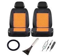 Warm Car Seat Cushion Comes with snow shovel and steering wheel cover It Is the Warmest Gift for Drivers in Winter,Black-twoseats+steeringwheelcover
