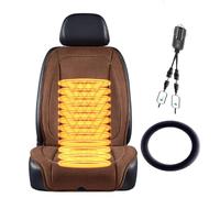 Warm Car Seat Cushions for Driving Comes with snow shovel and steering wheel cover It Is the Warmest Gift for Drivers in Winter,Brown-singleseat+steeringwheelcover