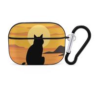Warm Cat Airpod Pro Case AirPods 2 Case for Women Hard Shell Protective Cover with Carabiner Keychain Compatible with AirPods Case 2nd 1st Generation, Front LED Visible Black
