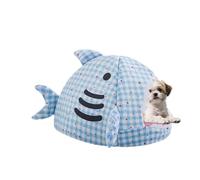 Warm Cat Bed for Winter, Cat House in Shark Design with Cuddly Factor, Soft Warming Bed for Small Animals, for Indoor Pet Parents such as Living Room, Bedroom, Office, Study Room and W