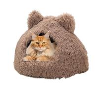 Warm Cat Bed for Winter, Partially Enclosed Puppy Cave, Cold Weather