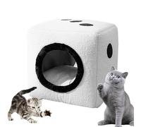 Warm Cat Bed - Pet House, Portable Kitten Bed | Dice Shape Foldable Dog House for Winter with Soft Nap, Resting, by Small an